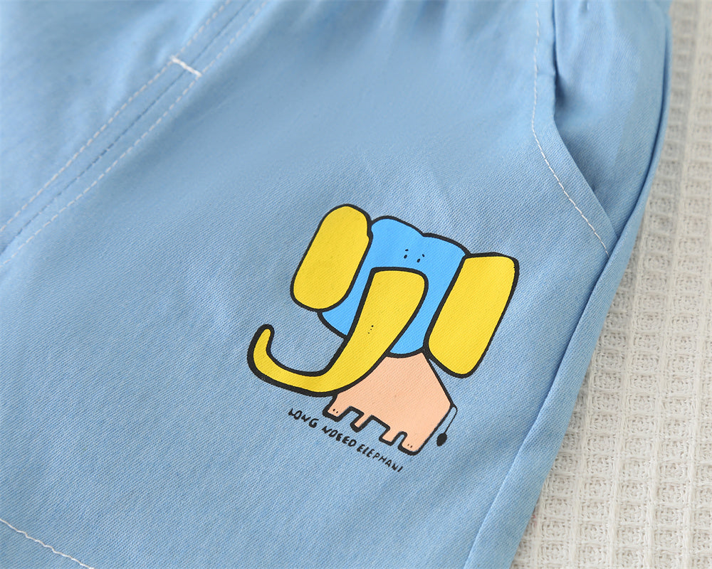Boys Printed Round Neck Short Sleeves T-shirt With Shorts