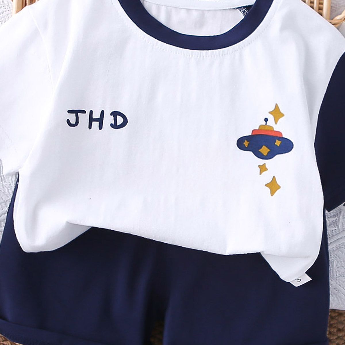 Boys Printed Round Neck T-shirt with Shorts