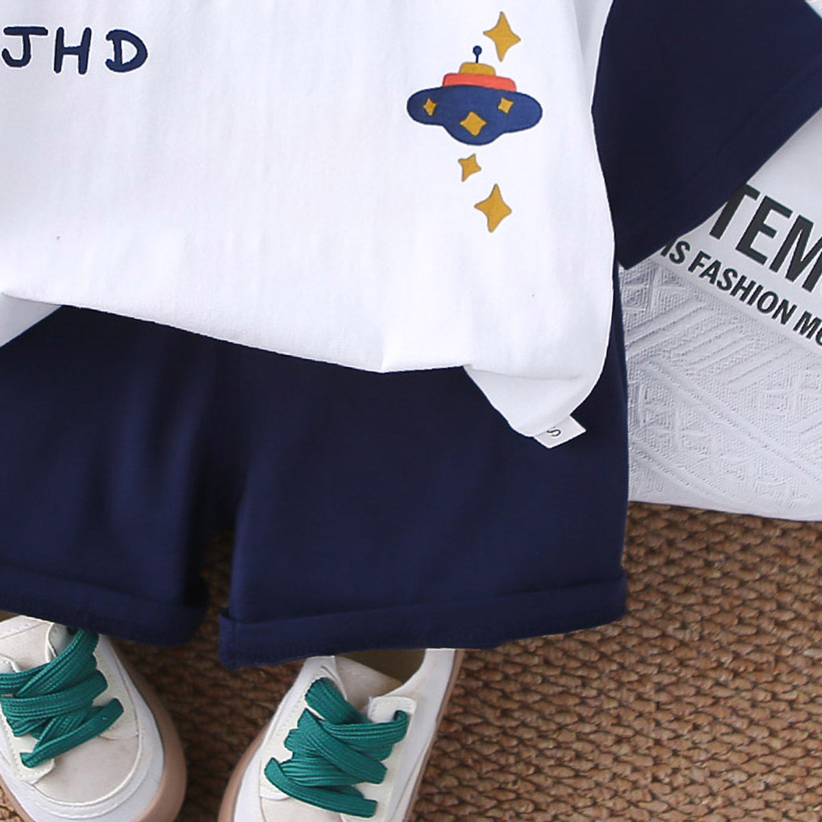 Boys Printed Round Neck T-shirt with Shorts