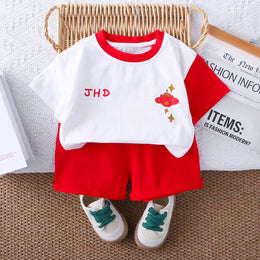 Boys Printed Round Neck Short Sleeves T-shirt With Shorts