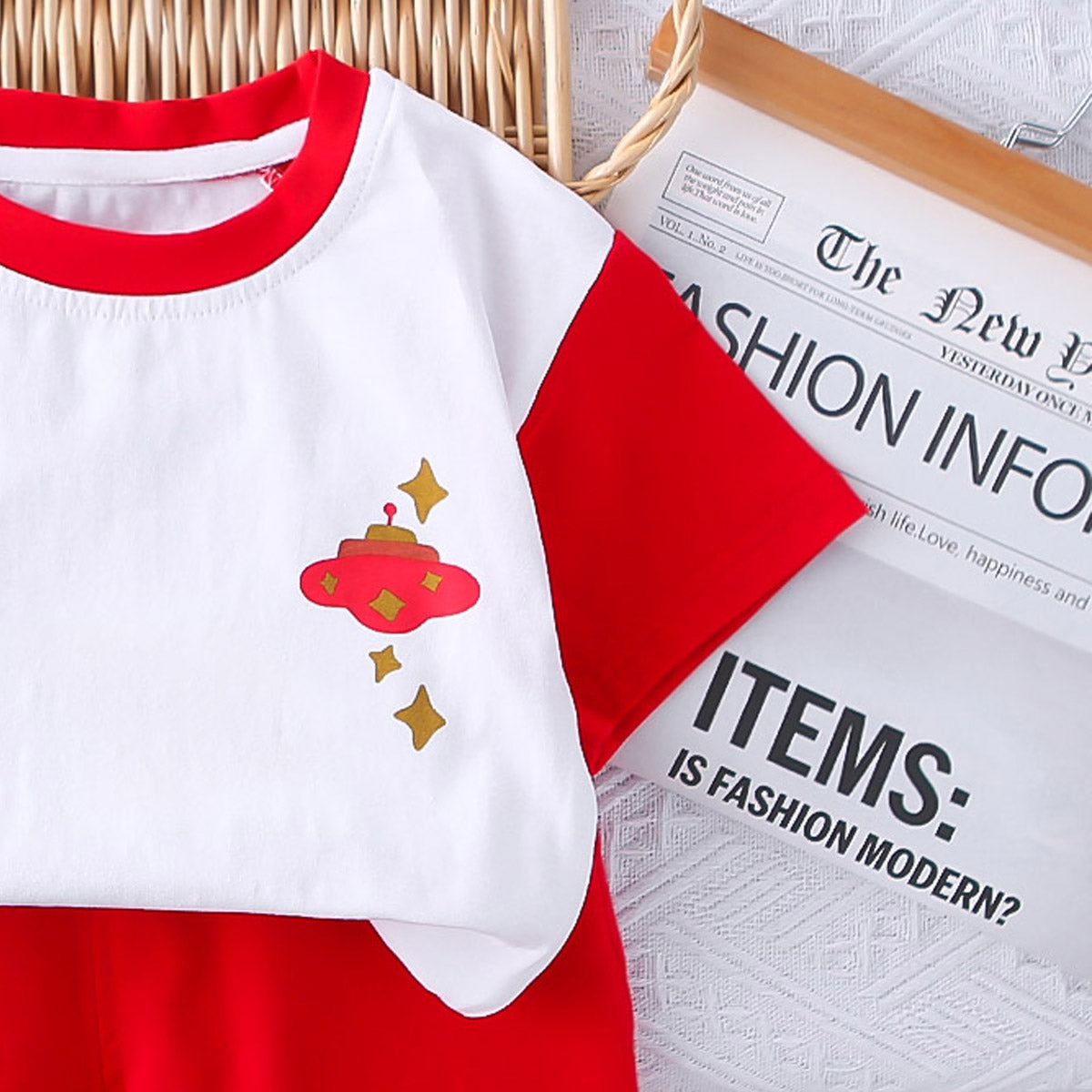 Boys Printed Round Neck Short Sleeves T-shirt With Shorts
