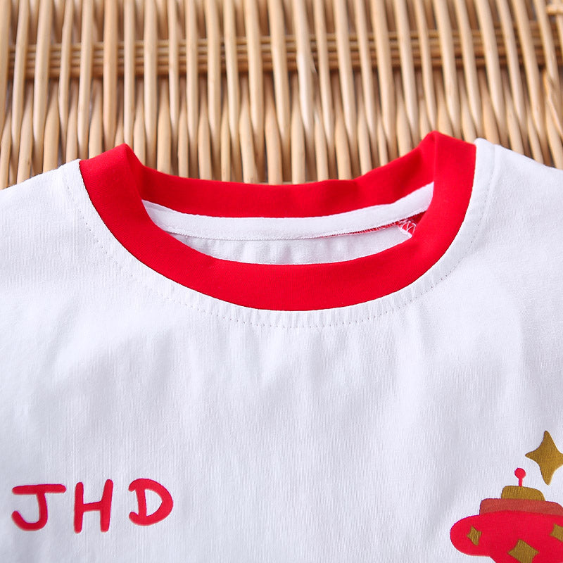 Boys Printed Round Neck Short Sleeves T-shirt With Shorts