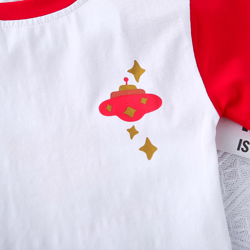 Boys Printed Round Neck Short Sleeves T-shirt With Shorts