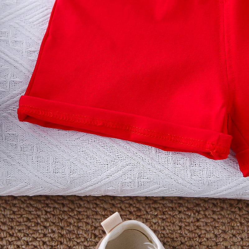 Boys Printed Round Neck Short Sleeves T-shirt With Shorts