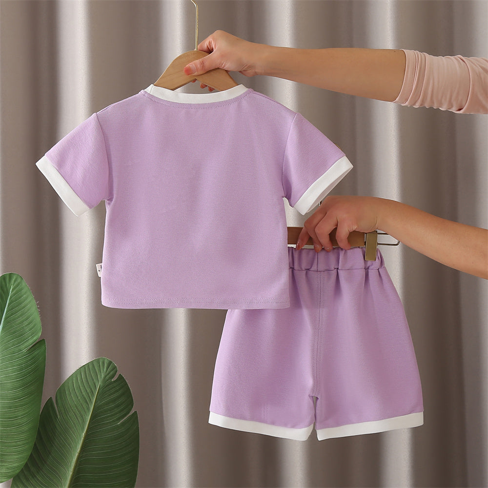 Girls Thread Work Round Neck T-shirt With Shorts