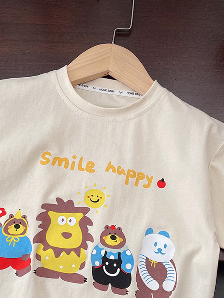 Boys Printed Pure Cotton T-shirt With Shorts