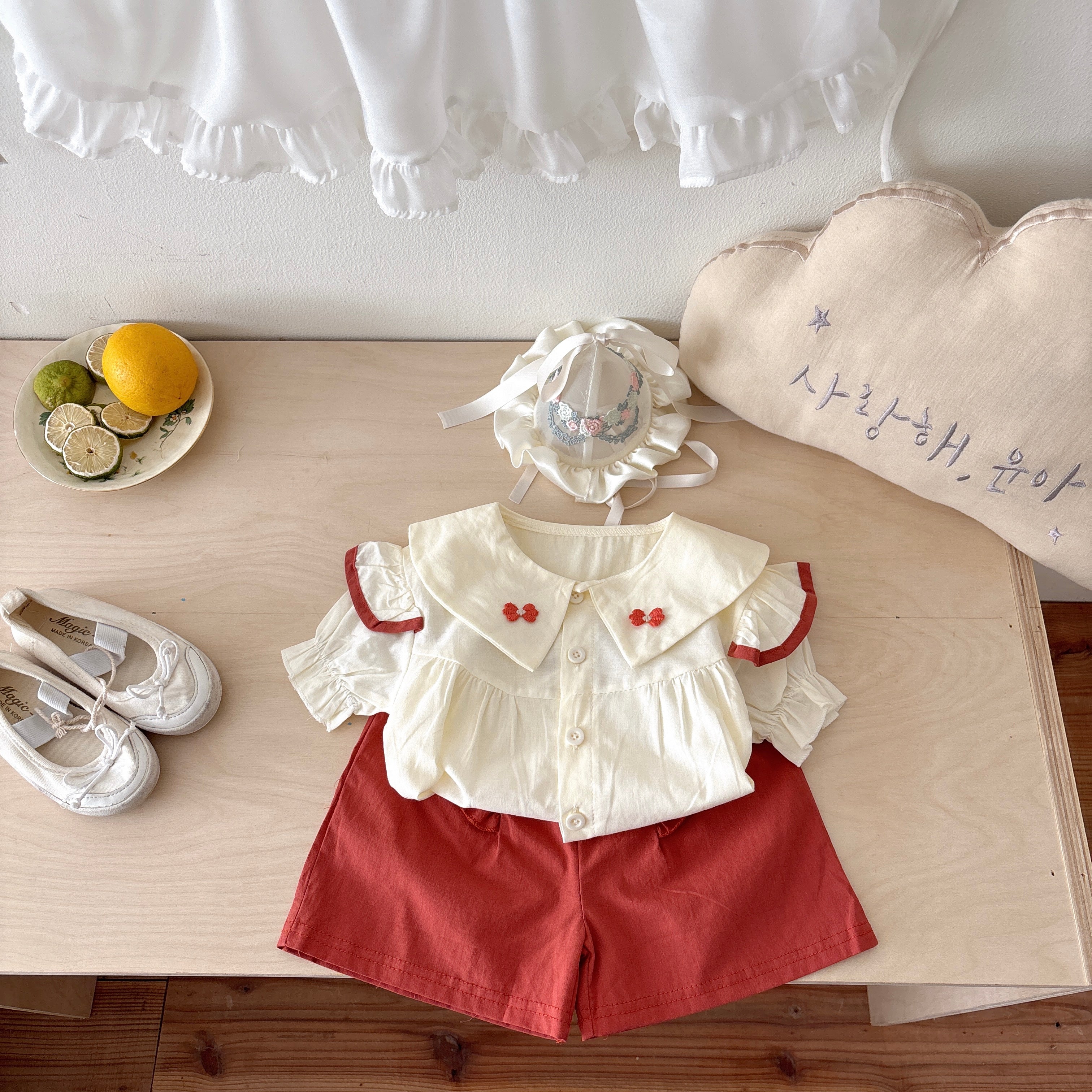 Girls Colourblocked Top With Shorts