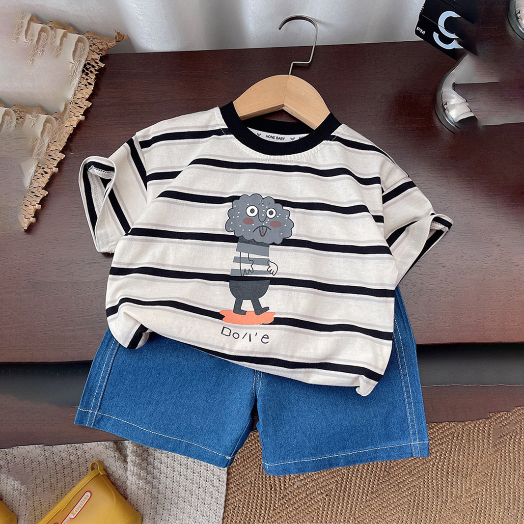Boys Striped T-shirt With Shorts