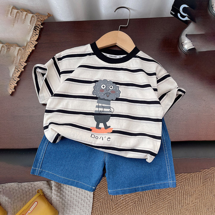 Boys Striped T-shirt With Shorts