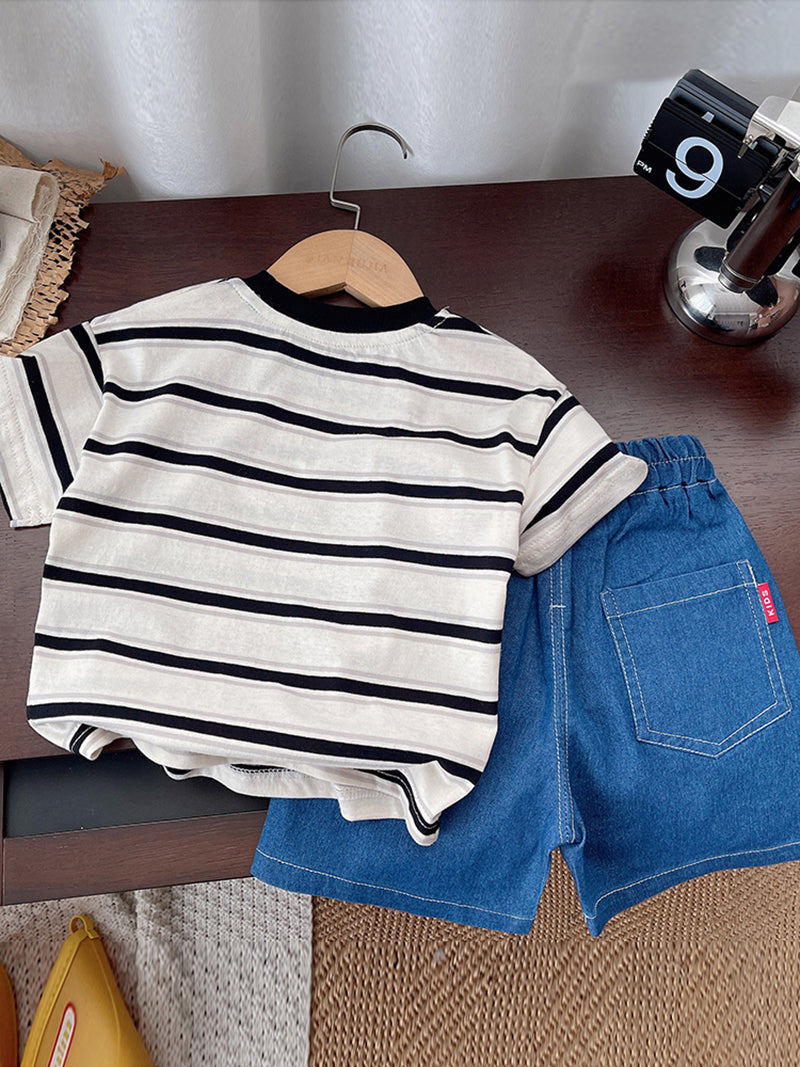Boys Striped T-shirt With Shorts