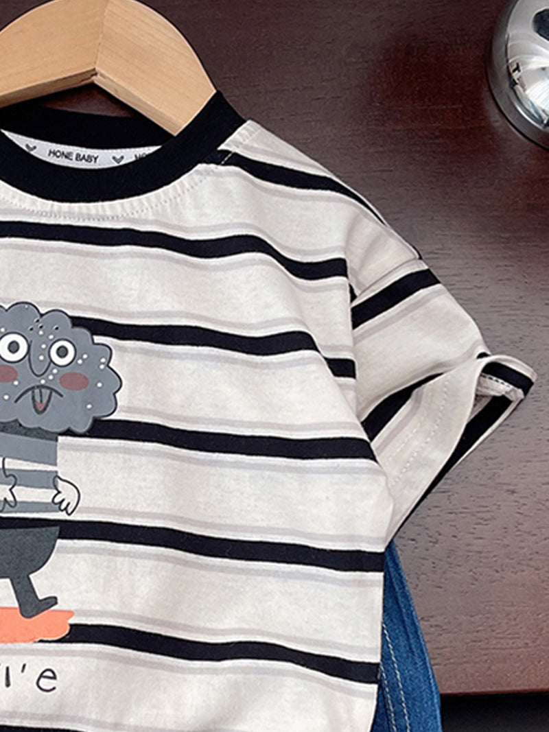 Boys Striped T-shirt With Shorts