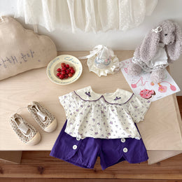 Girls Printed Pure Cotton Top with Shorts