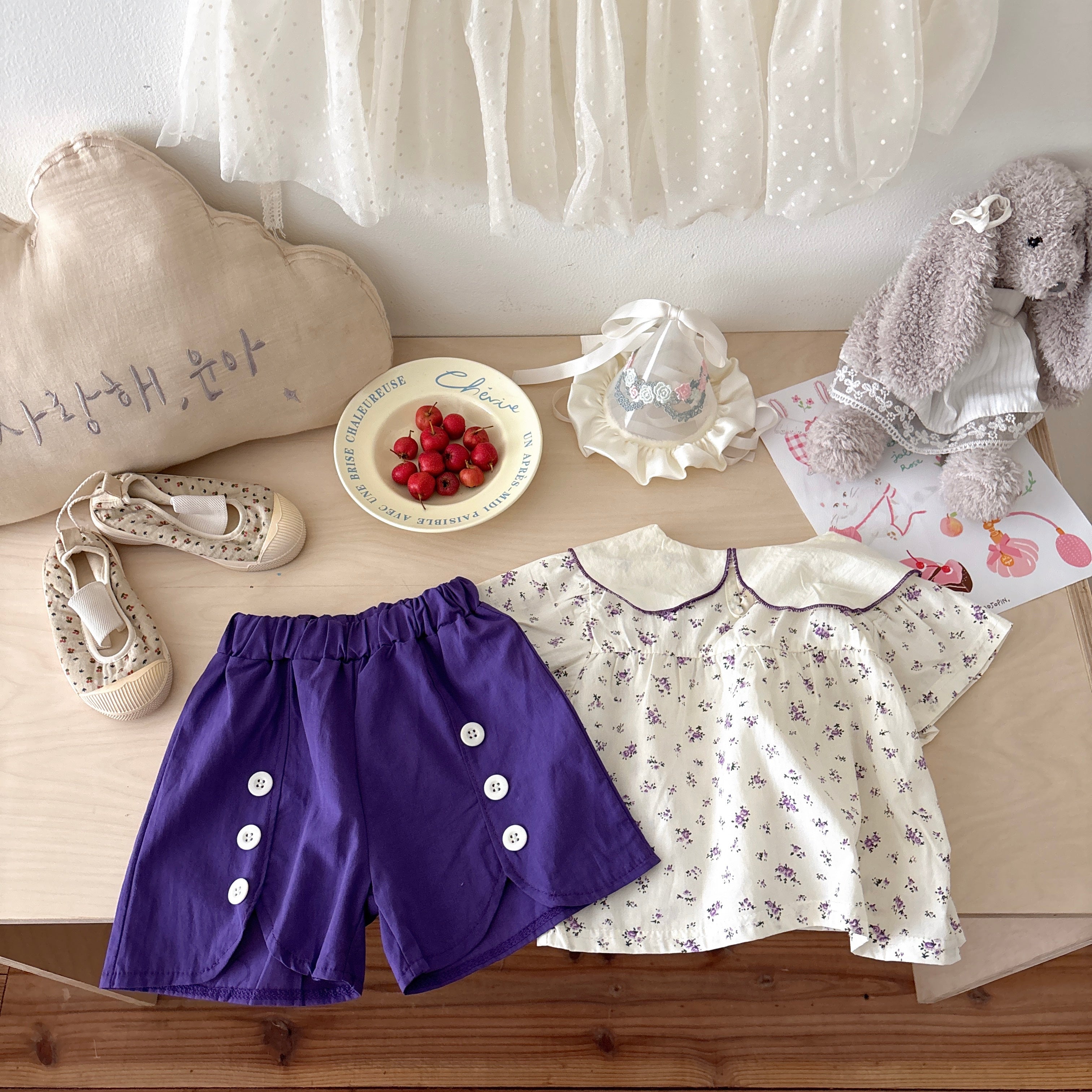 Girls Printed Pure Cotton Top with Shorts