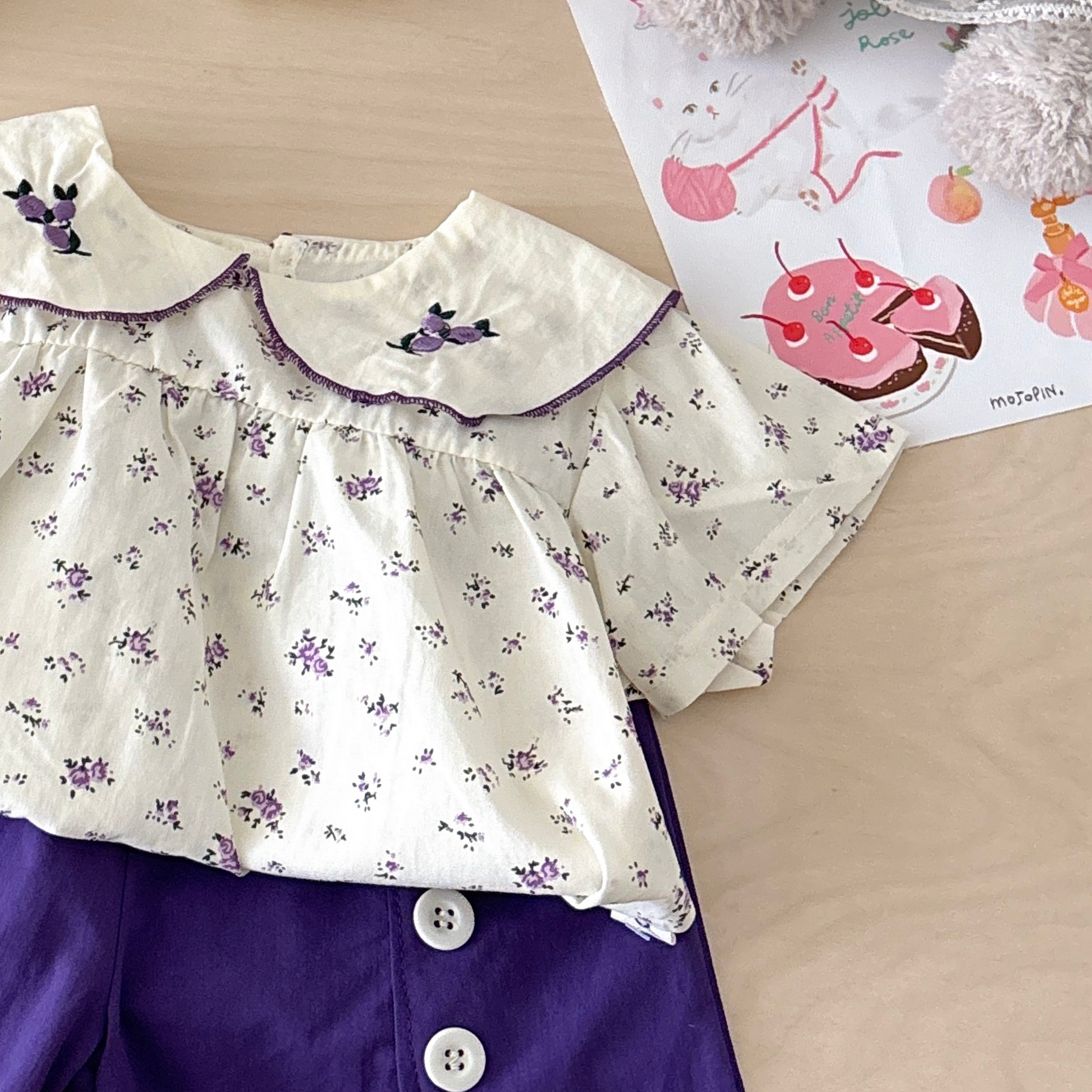 Girls Printed Pure Cotton Top with Shorts