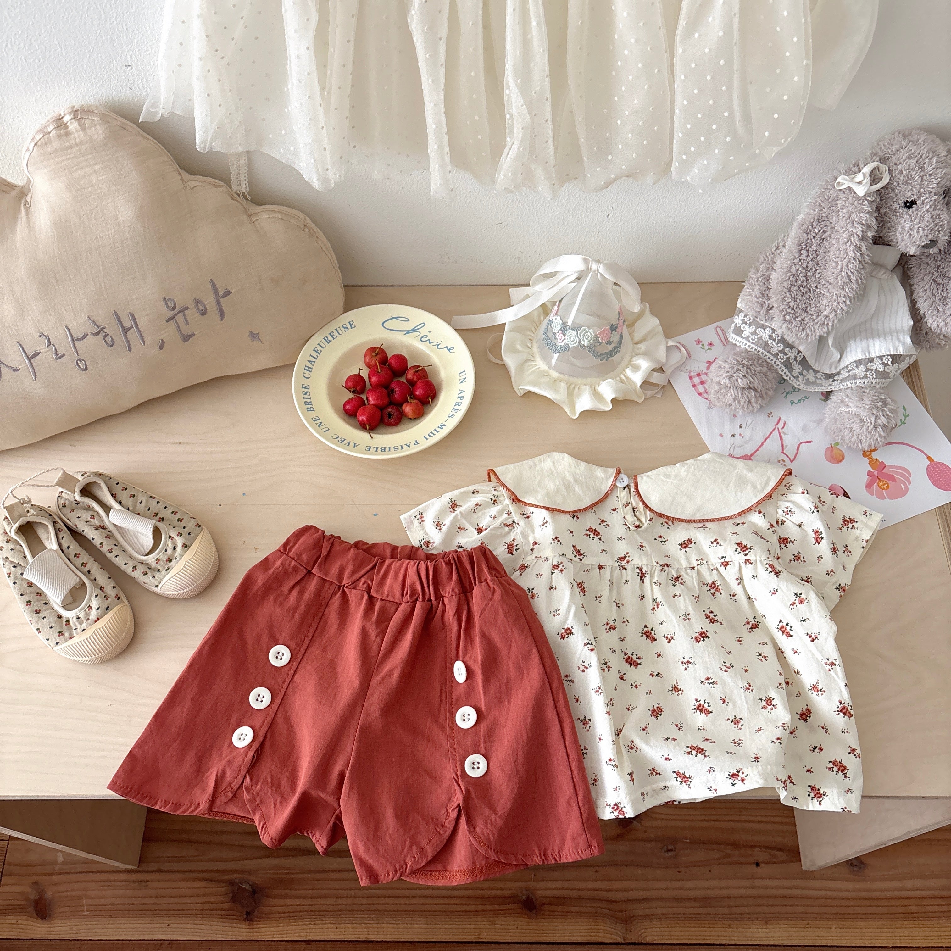 Girls Printed Pure Cotton Top with Shorts