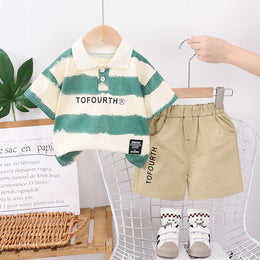 Boys Colourblocked Short Sleeves T-shirt With Shorts