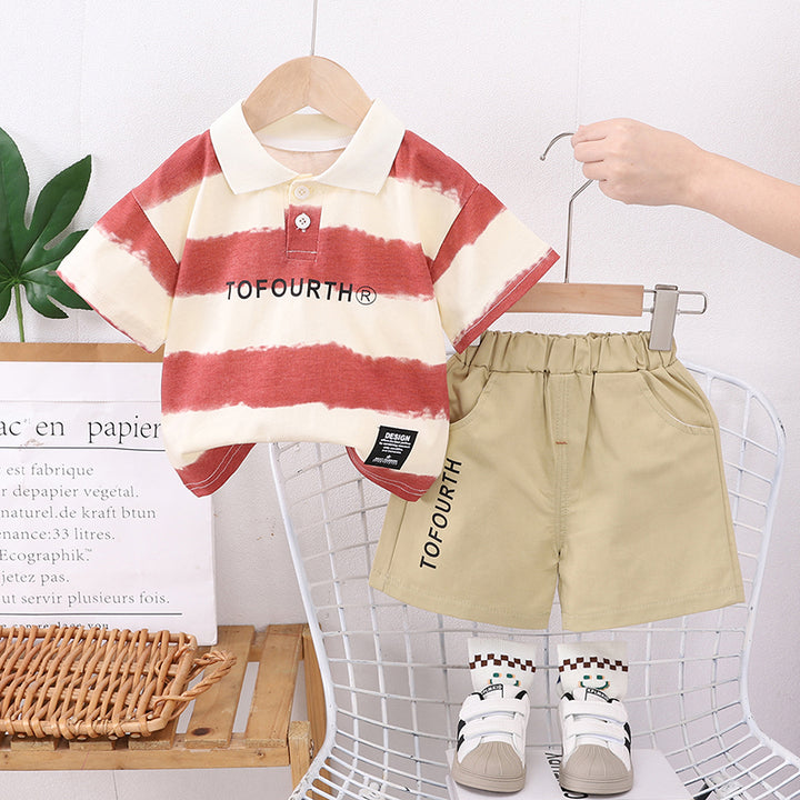 Boys Colourblocked Short Sleeves T-shirt With Shorts