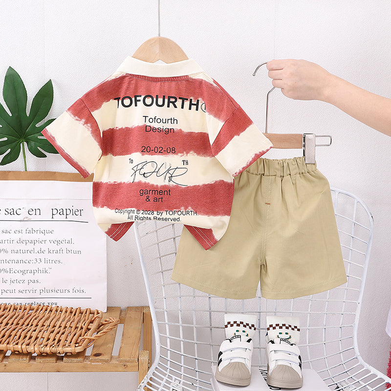 Boys Colourblocked Short Sleeves T-shirt With Shorts