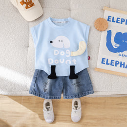 Boys Printed Short Sleeves T-shirt With Shorts