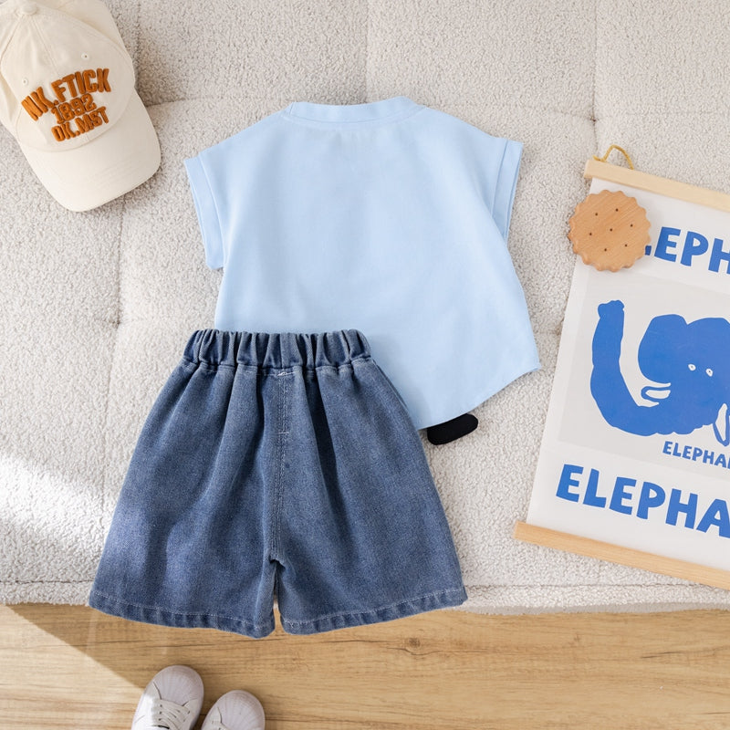 Boys Printed Short Sleeves T-shirt With Shorts