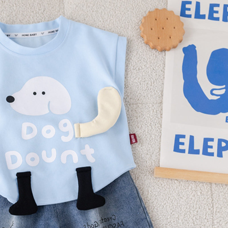Boys Printed Short Sleeves T-shirt With Shorts