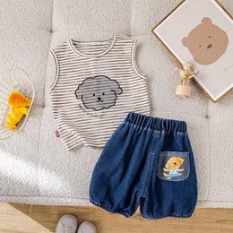 Boys Striped Short Sleeves T-shirt With Shorts