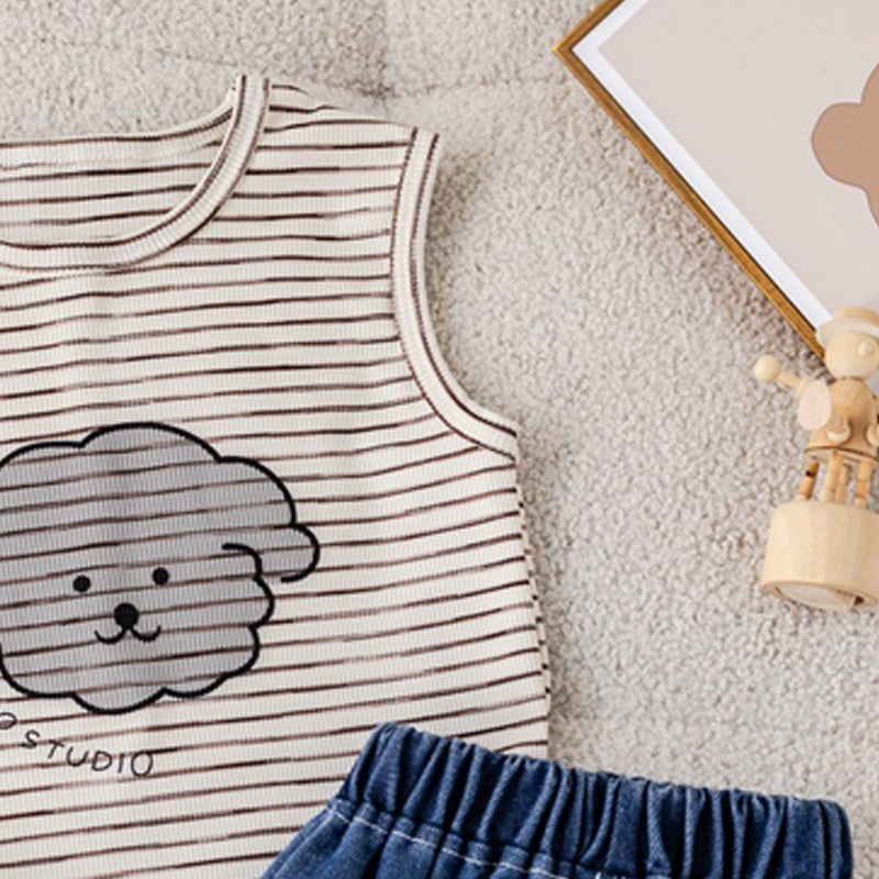 Boys Striped Short Sleeves T-shirt With Shorts