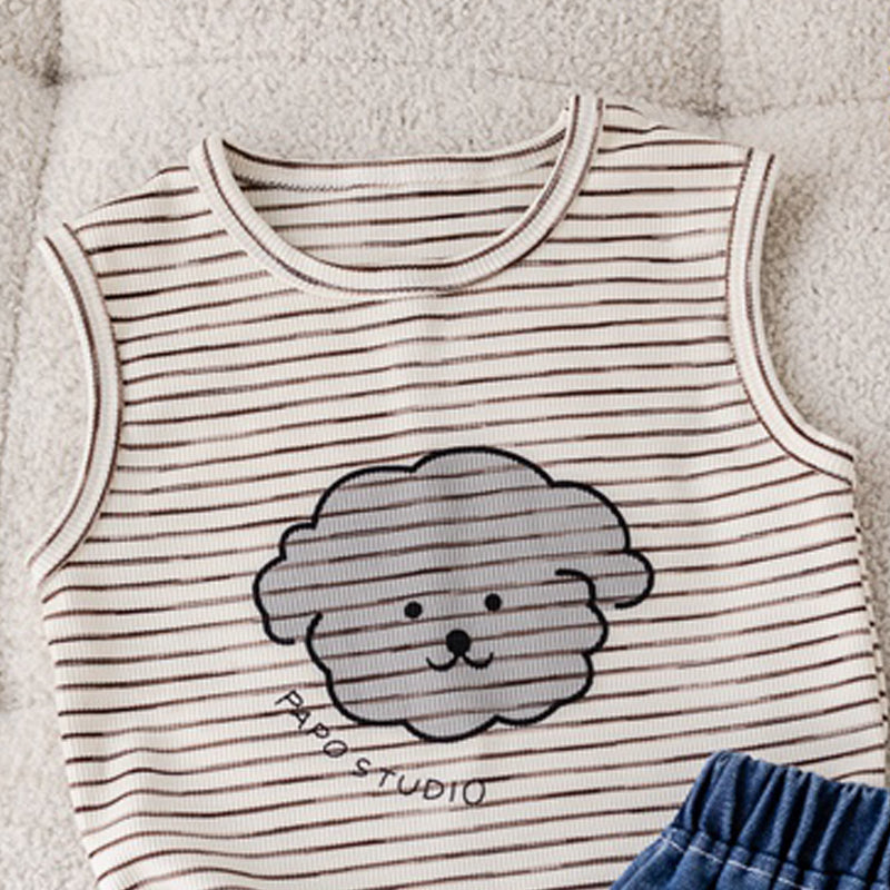 Boys Striped Short Sleeves T-shirt With Shorts