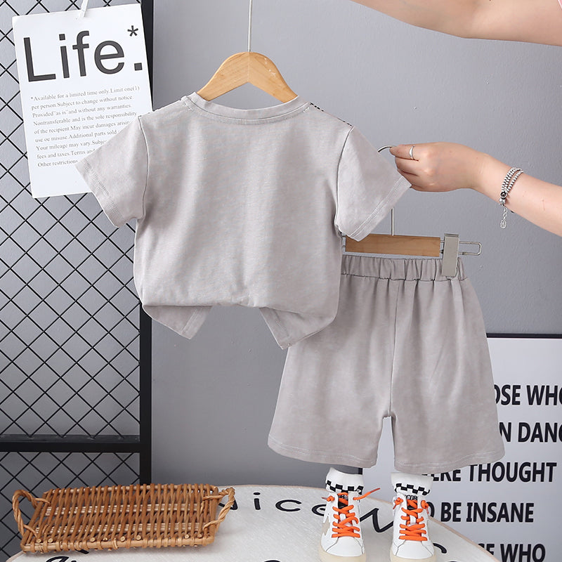 Boys Printed Short Sleeves T-shirt With Shorts