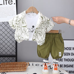 Boys Printed T-shirt and Shirt With Shorts