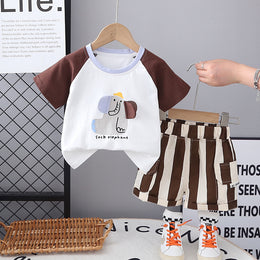 Boys Printed Short Sleeves T-shirt With Shorts