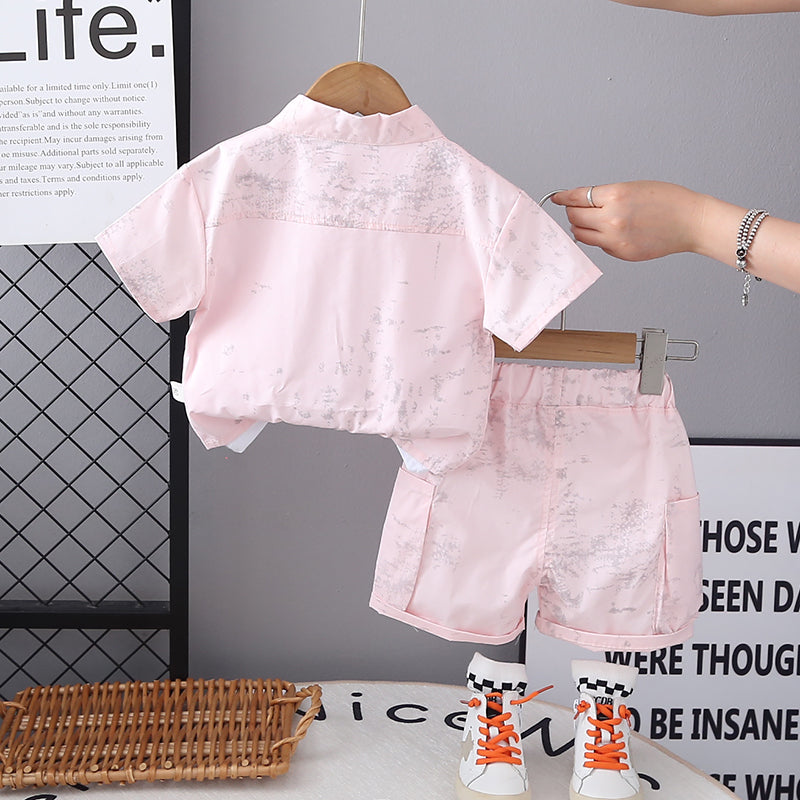 Boys Short Sleeves Shirt And T-shirt With Shorts