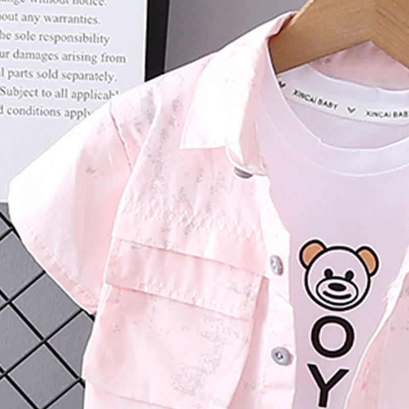 Boys Short Sleeves Shirt And T-shirt With Shorts