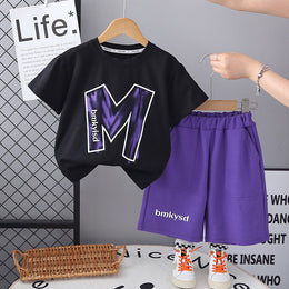 Boys Printed Round Neck T-Shirt With Shorts