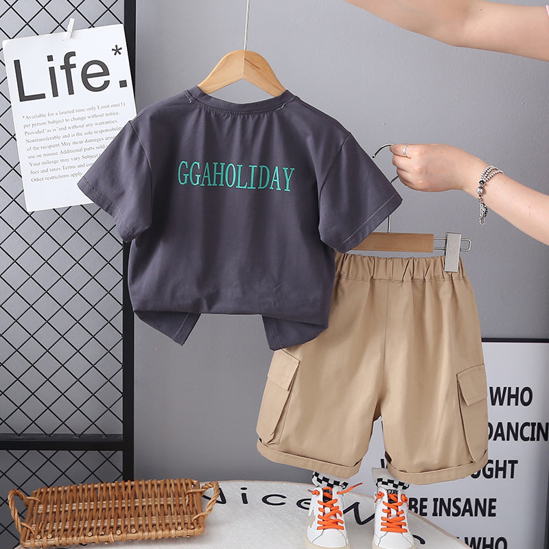 Boys Printed Short Sleeves T-shirt With Shorts