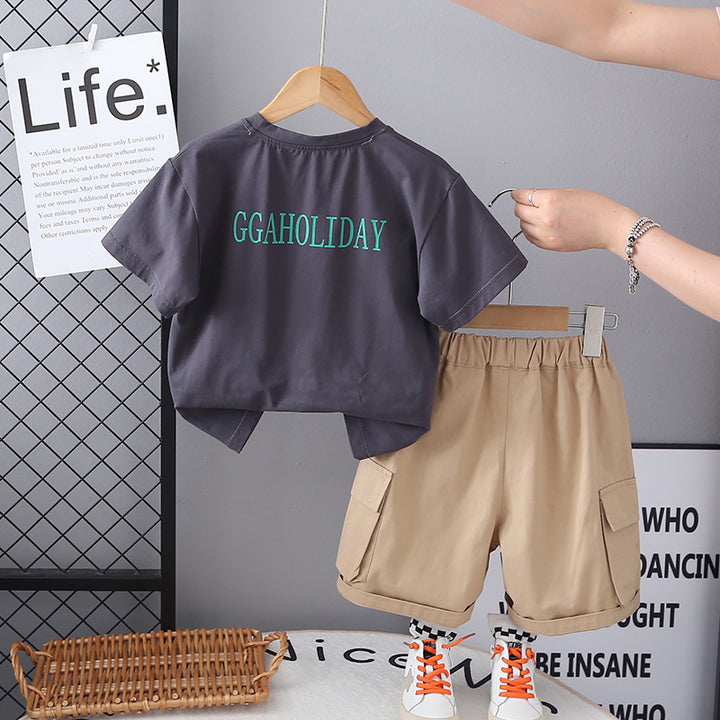 Boys Printed Short Sleeves T-shirt With Shorts