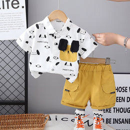 Boys Printed Short Sleeves Shirt With Shorts