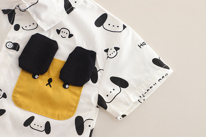 Boys Printed Short Sleeves Shirt With Shorts