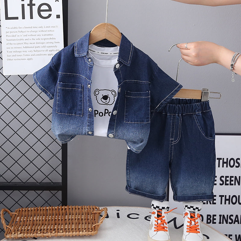 Boys Short Sleeves Shirt And T-shirt With Shorts