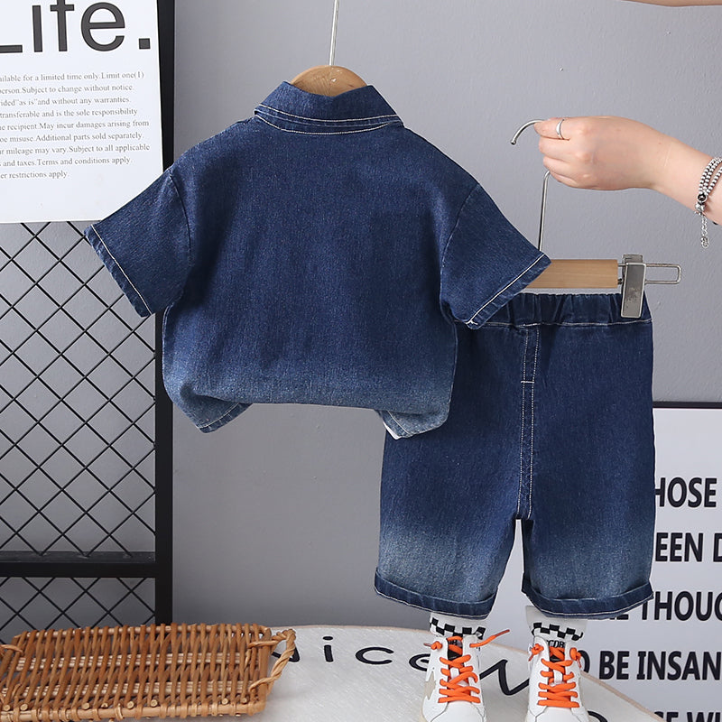 Boys Short Sleeves Shirt And T-shirt With Shorts