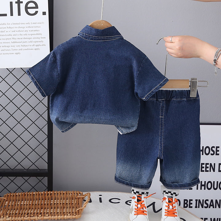 Boys Short Sleeves Shirt And T-shirt With Shorts