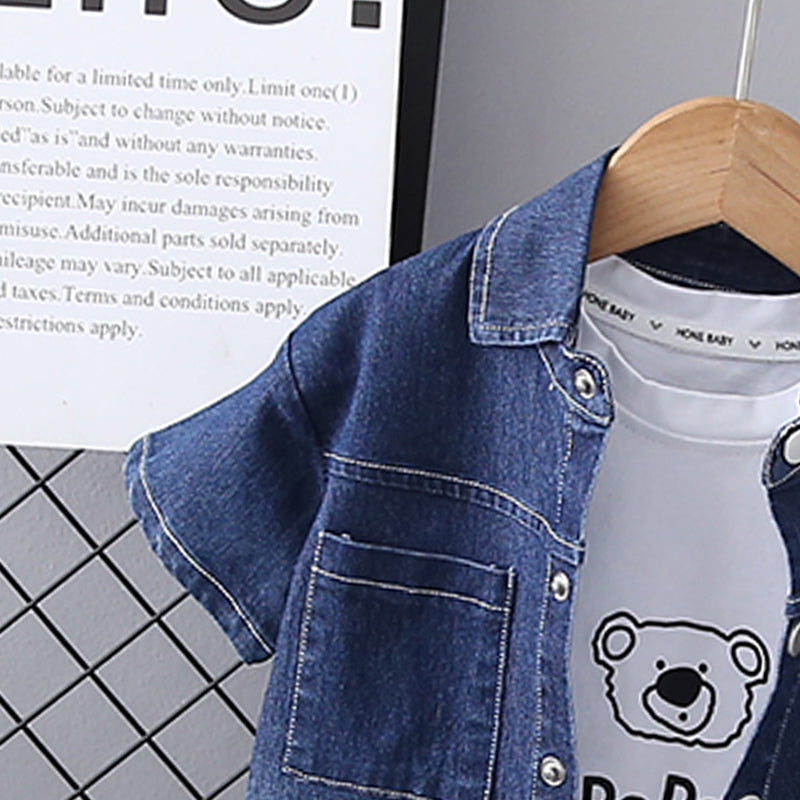 Boys Short Sleeves Shirt And T-shirt With Shorts