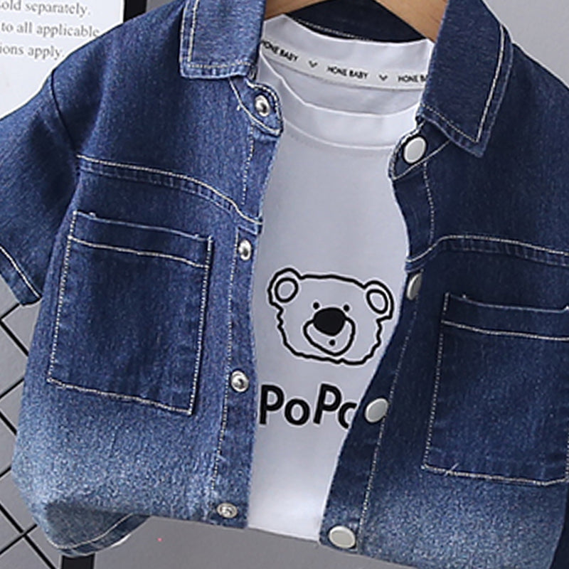 Boys Short Sleeves Shirt And T-shirt With Shorts