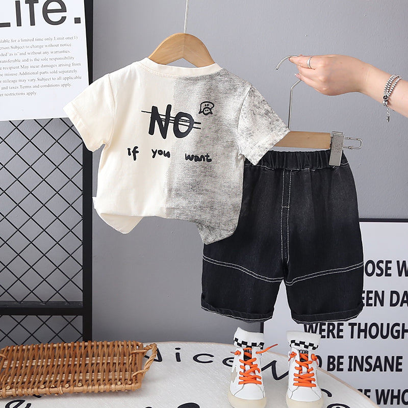 Boys Printed Short Sleeves T-shirt With Shorts