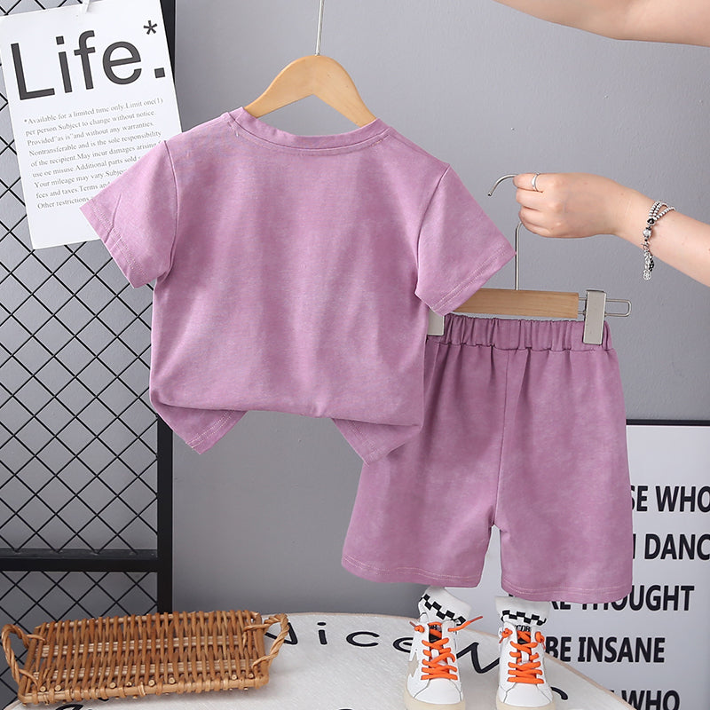 Boys Printed Short Sleeves T-shirt With Shorts