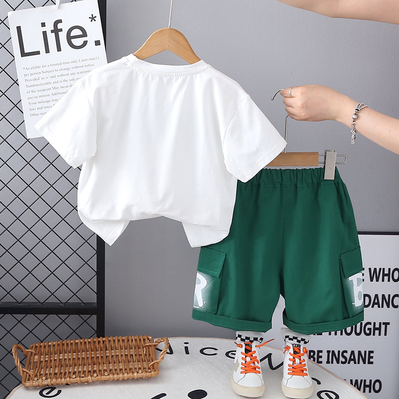 Boys Printed Short Sleeves T-shirt With Shorts