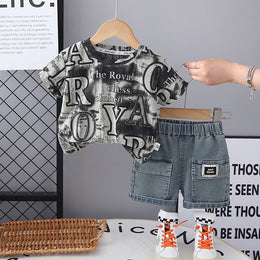 Boys Printed Short Sleeves T-shirt With Shorts