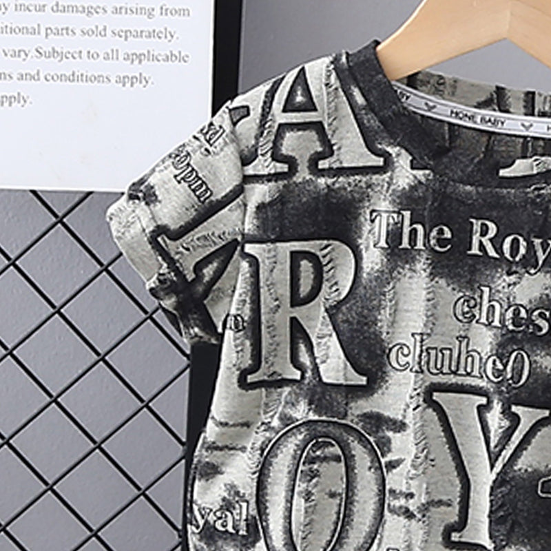 Boys Printed Short Sleeves T-shirt With Shorts