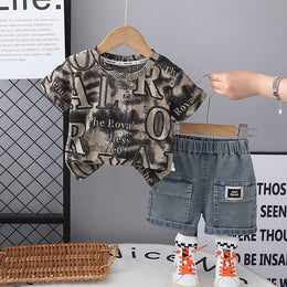 Boys Printed Short Sleeves T-shirt With Shorts