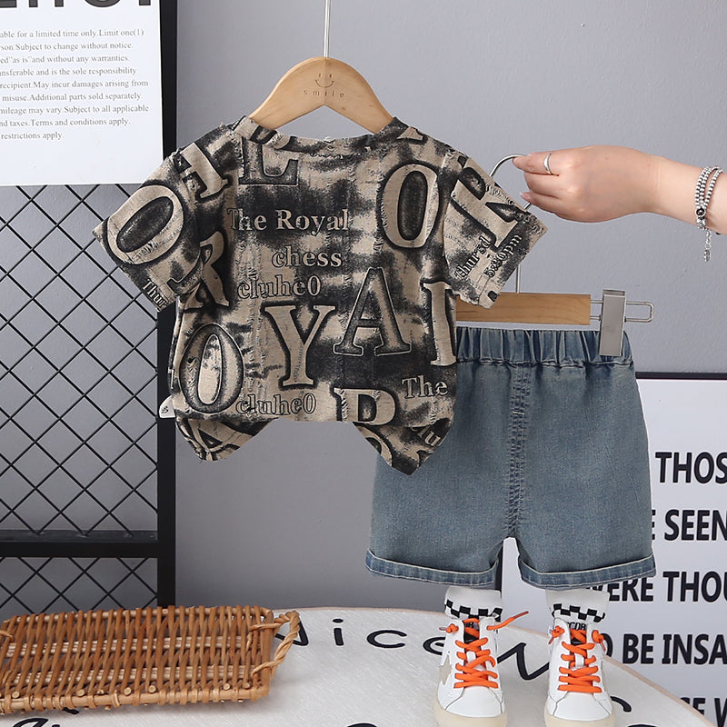 Boys Printed Short Sleeves T-shirt With Shorts